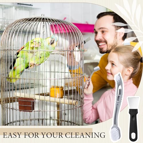 Teenyyou TEENYYOU-BBGS-1534 Bird Cage Cleaner With Two Brush Heads Stainless Steel Bird Droppings Cleaning Scraper Long Handle Tool thumb #6