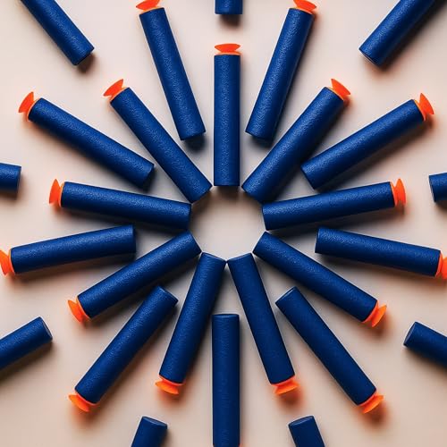 Image of Storio 50 Pack Soft Foam Refill Darts - Hollow, Sticky‑Safe Bullets for All Blasters - Universal Size, Refill Pack for Bullet Gun Toy- Blue Colour