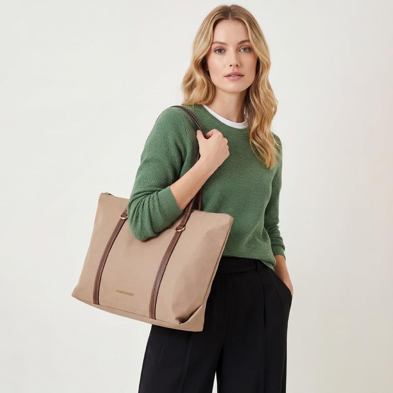 Image of Accessorize London Women's Cream Sutton Nylon Tote
