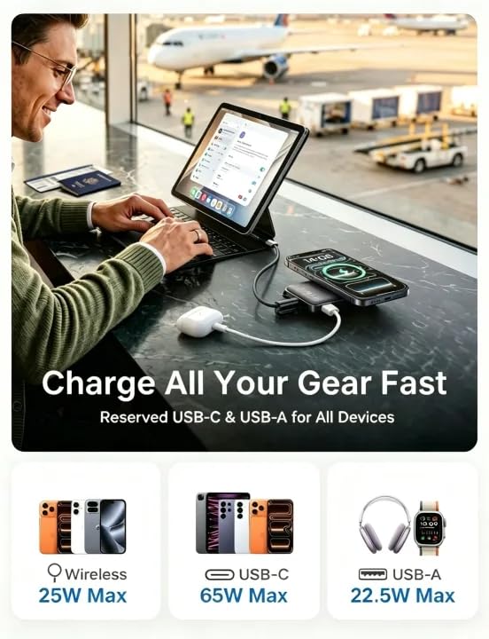 Image of LISEN QI2.2 25W Magnetic Portable Charger for iPhone 18 Pro Max [65W & Low-Temp] Power Bank Wireless Charger Battery Pack,10000mAh 65W USB C Fast Charging Power Bank for iPhone Duo 18 Pro 17-12,P604