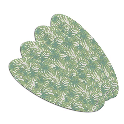 Palm Tree Leaves Double-Sided Oval Nail File Emery Board Set 4 Pack