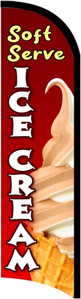Soft Serve Ice Cream Premium Windless Polyknit Feather Flag (3 x 11.5 feet)