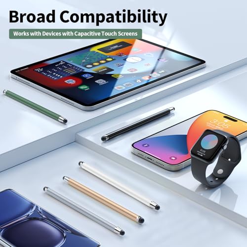 Image of Stylus Pen for Touchscreen,5 PCS Stylus,2-in-1 Stylus Pen for iPad, High Sensitivity Precision Suitable for Touch Screens of iPhone /ipad /Android Tablet(Black /White /Gray /Gold /Dark Green)