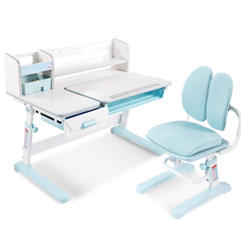 JW-LYYXChildren Desk, Height Adjustable, Kids Combined Study Table And Chair Set, School Student Writing Desk Pull Out Drawer Storage