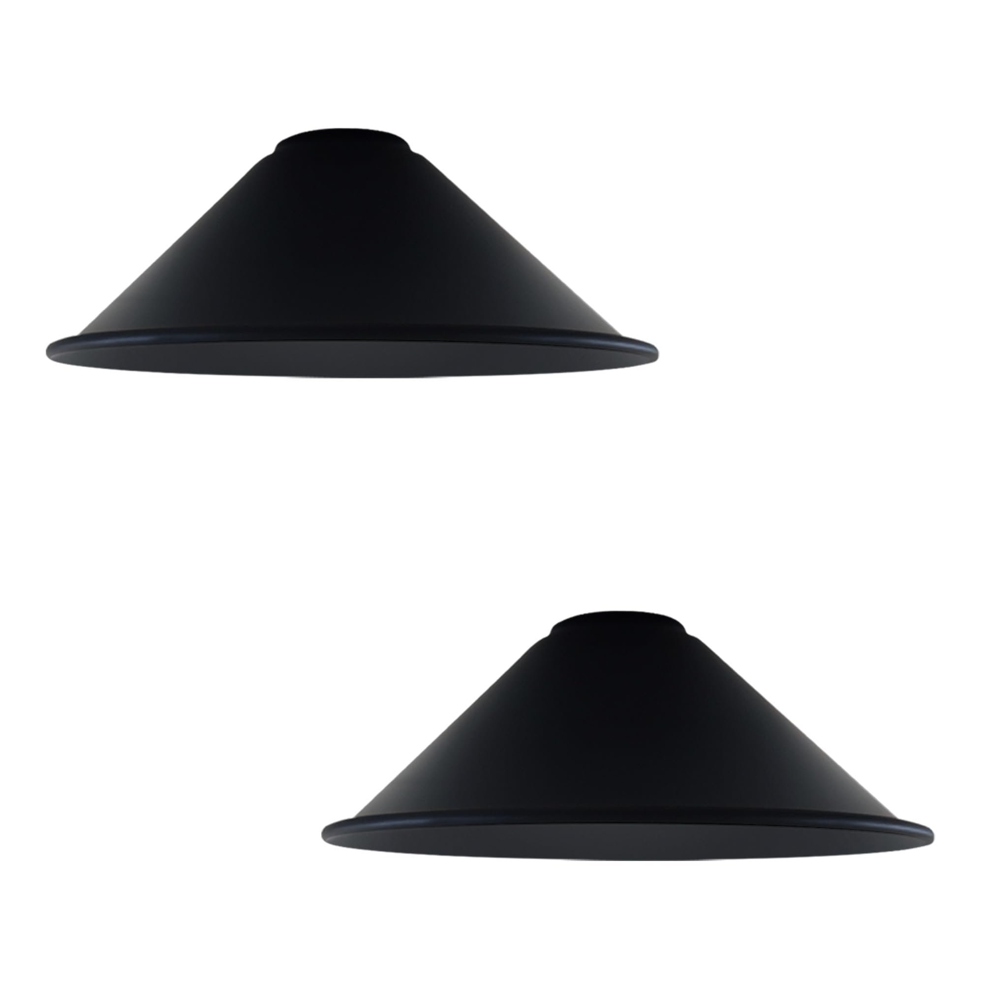 2 Pack Modern Ceiling Lamp Shade Black Metal Cone Shape Pendant Light E27 Base Hanging Light Fixture for Bedroom Hallway Office Café Restaurant