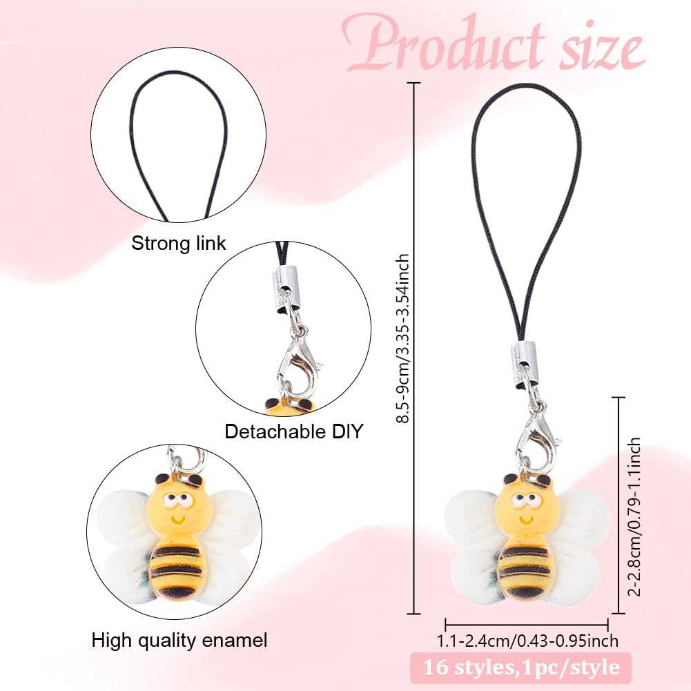 Mignon Résine Téléphone Breloques Sangle 8.5-9cm Ours Lapin Koala Champignon Abeille Fleur Pendentifs Porte Clés Décoration