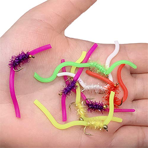 Outdoorfishing Trout Fly Assortment - San Juan Worm Power Bead 1 Dozen Wet Nymph Fly Fishing Flies -20-50Pcs (50Pieces Lot) #TOP5