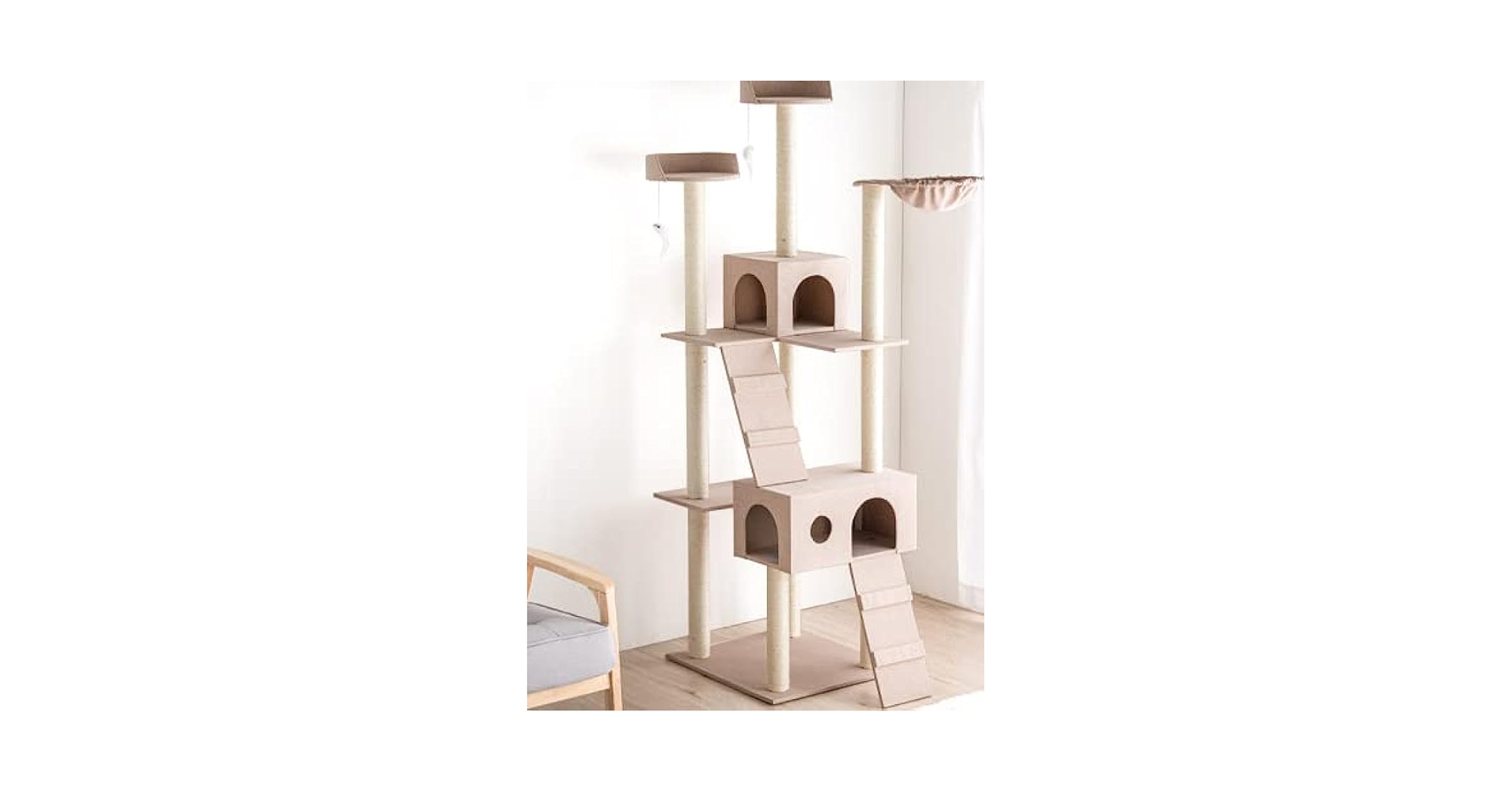 Amazon | おしゃれなファブリック生地 全面麻紐 キャットタワー