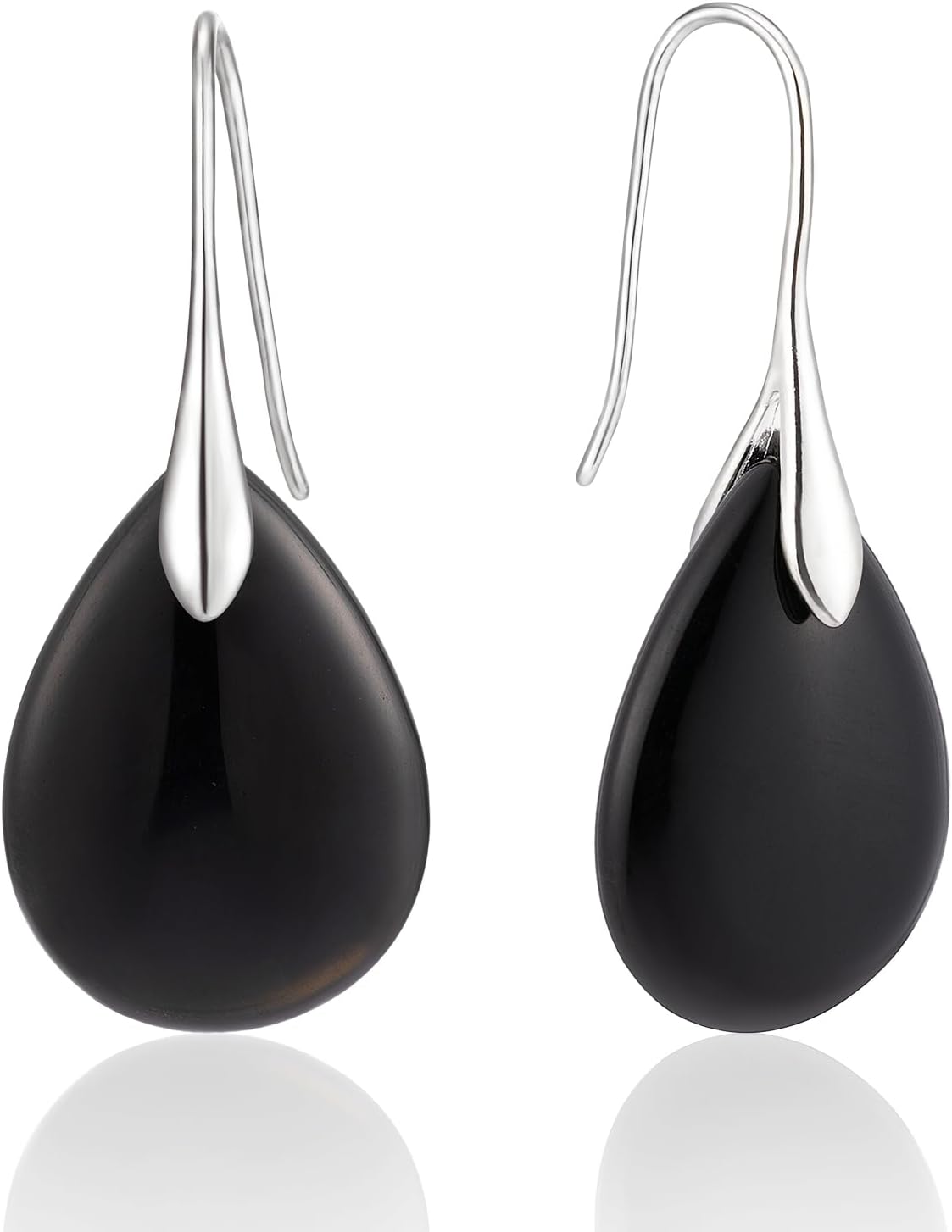 Agate Teardrop Stone Grey Drop Earrings Fishhook Dangle Earrings for Women