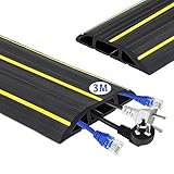 フロアコードカバー 配線カバー 床用モール 3Ｍ ケーブルプロテクター隠し 配線コード 床用モール ケーブルカバー 収納力良い 延長コードカバー 防水 配線隠し 衝撃に強い上 多機能 自宅、オフィス、倉庫、コンサートに最適 (ブラック)