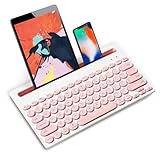 830円お得!ワイヤレスキーボード Bluetoothタブレット用キーボーホスマホ用コンパクトかわいいキーボードピンク 3台デバイス同時接続可能 マルチデバイス対応のワンキー切り替え機能付き 英語配列 PC用 Mac用 IOS/Android/Windowsに適応