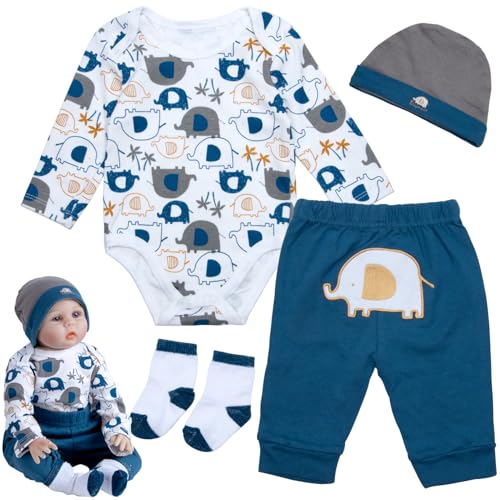 Reborn Baby Doll Clothes Boy 17-22 Inch Doll Blue Elephant Outfits