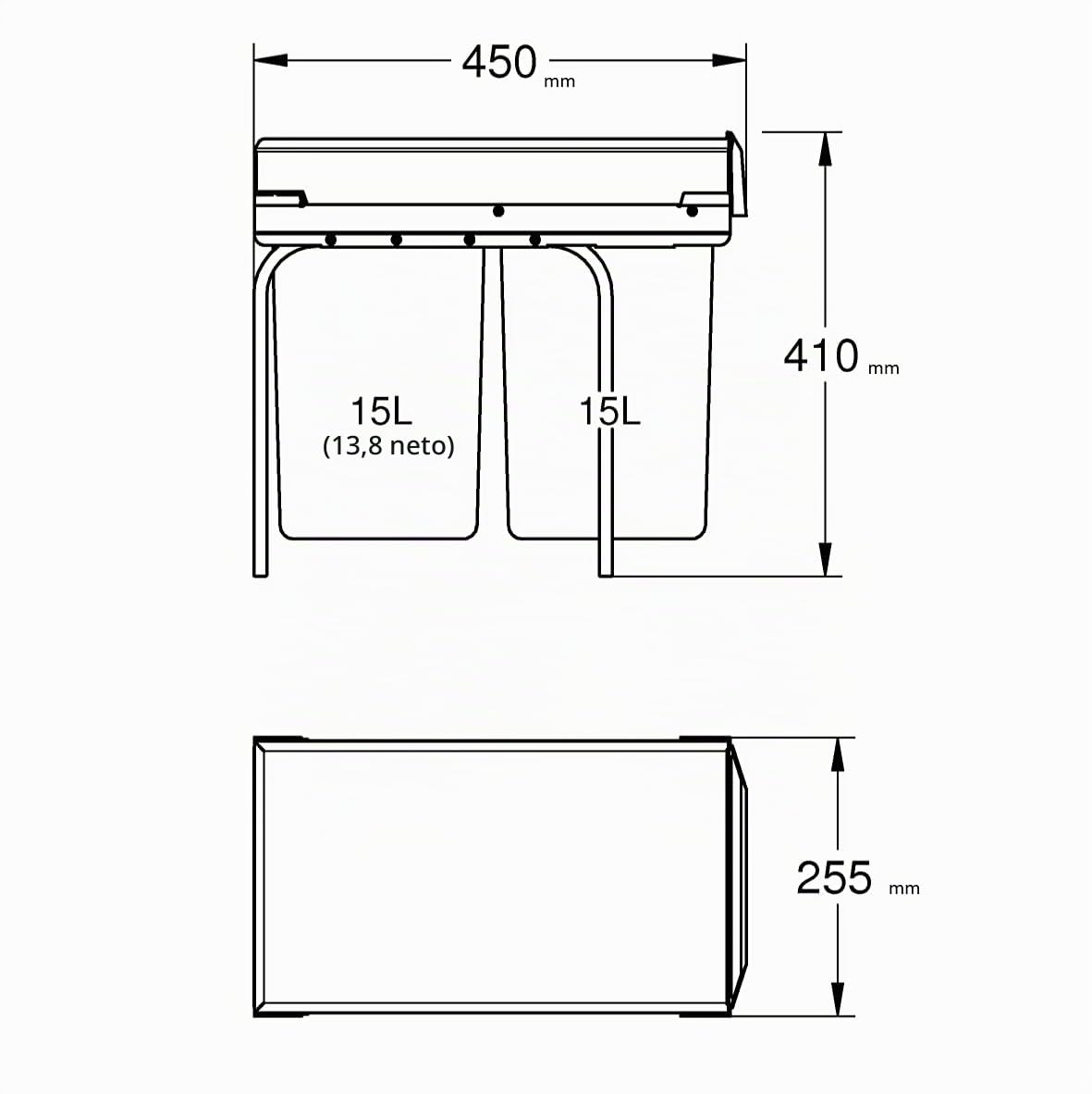 GROHE Blue Sistema de residuos, Armario min. 30cm, 2 x 15L, Gris, 40855000