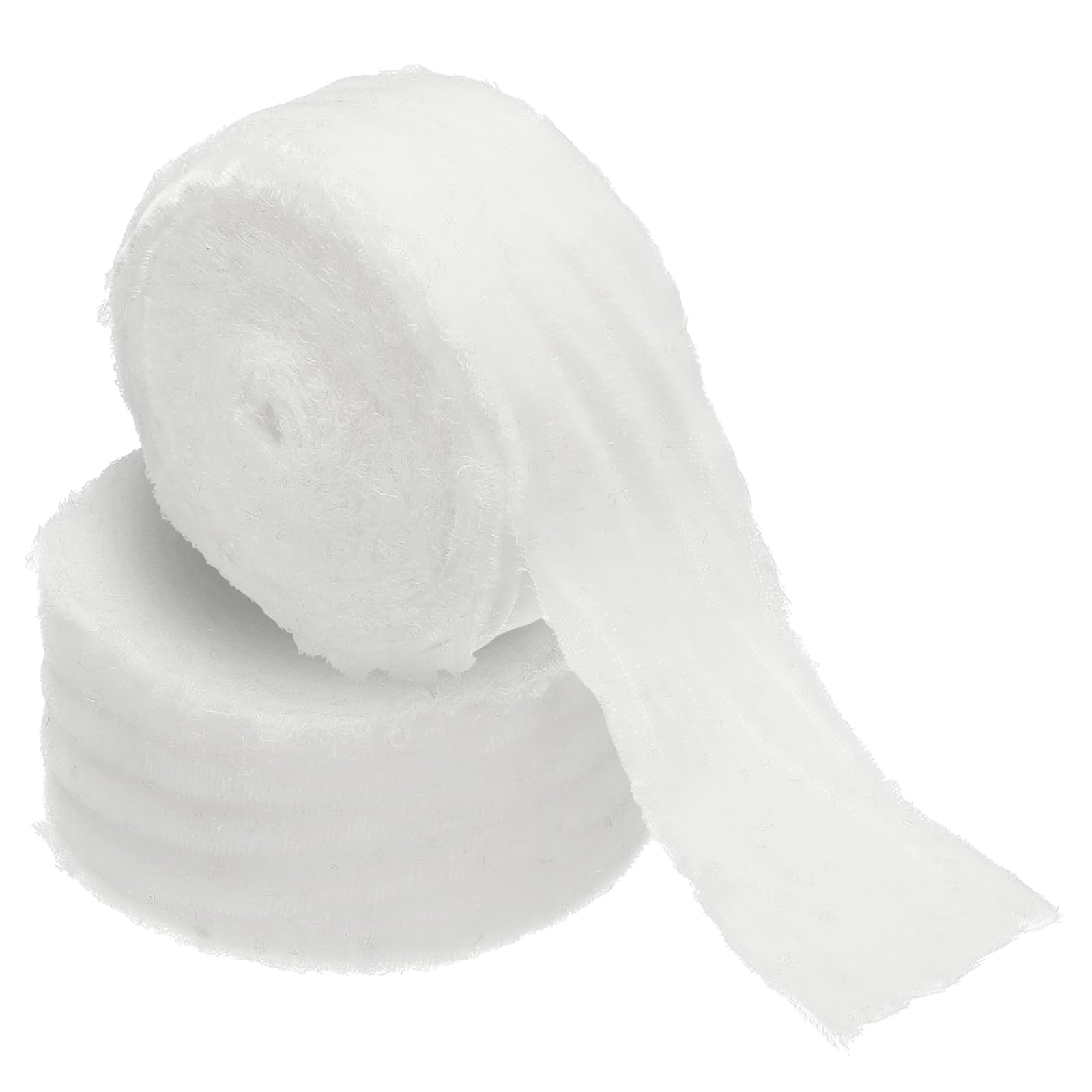 Ruban en velours 1-1/2 pouce x 6 yards blanc à bords bruts - 2 rouleaux
