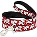 Buckle-Down Pet Leash - Dalmatians Running/Paws Reds/White/Black - 6 Feet Long - 1.5