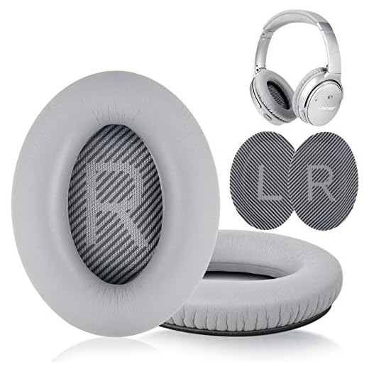 Replacement Ear Pads for Bose Quiet Comfort 35 Ear Cushions Kit Compatible with Bose QC 35/35 II Headphones Made of Protein Leather Memory Foam (Gray)