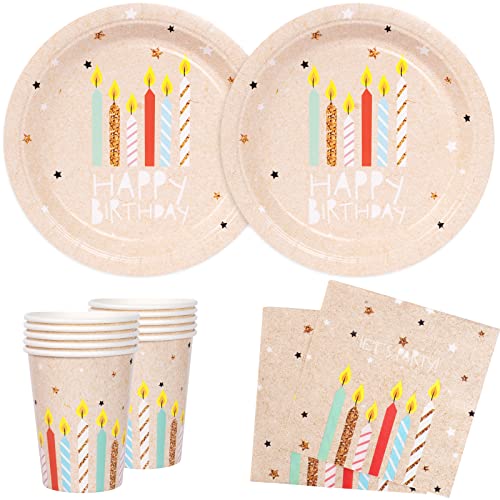 Decorlife Birthday Plates And Napkins Party Supplies Serve 24, Happy Birthday Plates, Napkins, Cups Included For Kid's Birthday, Total 72Pcs #TOP14