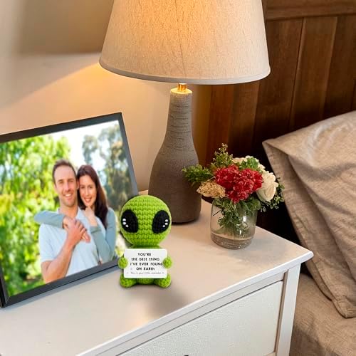 Crochet Alien Plush with Love Message – “You’re the Best Thing I’ve Ever Found on Earth” – Handmade Valentine’s Day Gift for Girlfriend, Boyfriend, Wife or Husband – Cute - View 5