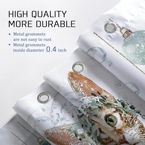 Rideau de douche extra long motif chat vert d'hiver lavable 183x243 cm