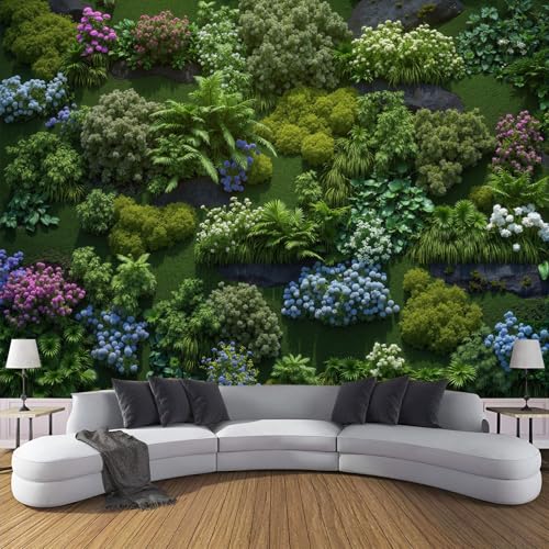 Papel Pintado Pared Panorámico Muro De Jardín Vertical 200x140cm, Papel Tapiz Fotográfico Seda Estilo Vegetal Moderno Y Ecológico Para Salón Dormitorio Oficina Pared De Fondo De TV, Verde Oscuro