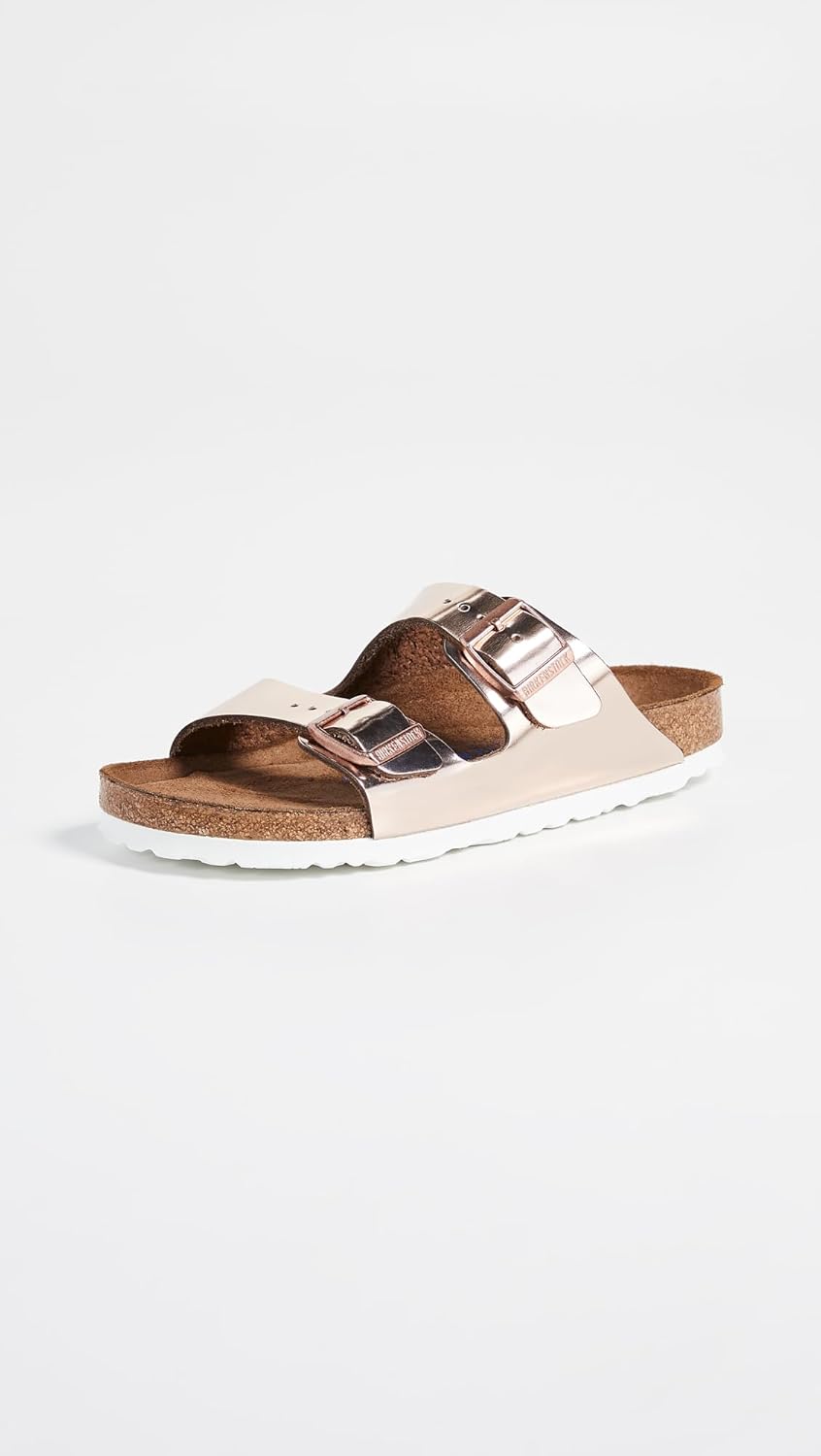Birkenstock Women's Arizona Soft Footbed Sandals, Metallic Copper, 6 Medium US