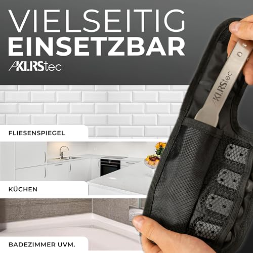 KLRStec Professional Fugenglätter Werkzeug [100% Edelstahl] Robustes 4 in 1 Fugenkratzer & Abzieher Multitool inkl. praktischer Tasche mit Gürtelclip - Profi Werkzeug-Set zum erneuern von Silikonfugen
