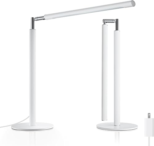 Lámpara de escritorio LED blanca Luz de escritorio industrial plegable para oficina en casa, lámpara de mesa regulable de 15 W para lectura con