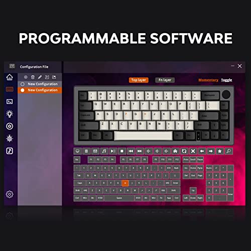 EK68 - Tastiera meccanica da gioco wireless al 65%, montaggio con guarnizione, manopola metallica, hot swappable, programmabile, Bluetooth 5.0/2.4Ghz/USB, retroilluminazione RGB, keycap in - Tastiera gaming - Immagine 7