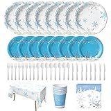 Wehhbtye 69PCS Christmas Snowflake Dinnerware Party Supplies-Frozen Winter X’mas Tree Party...