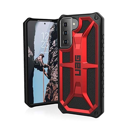 Urban Armor Gear Monarch Coque Samsung Galaxy S21 5G (6,2") Case (Compatible chargement sans fil, Protection contre les chutes de qualité militaire, Résistant aux chutes) - rouge (crimson)
