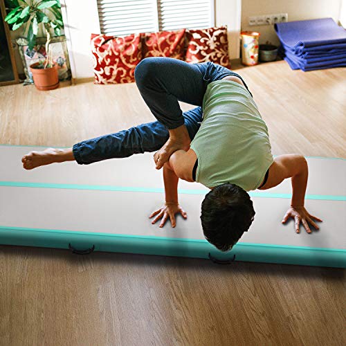 EZ GLAM Air Track 13ft/16ft/20ft Inflatable Gymnastics Tumbling Air Track Mat with Air Pump for Cheerleading/Practice Gymnastics/Beach/Park/Home use (16ftx3.3ftx8in(5x1x0.2m), Llight Green-L) - Thumbnail 5