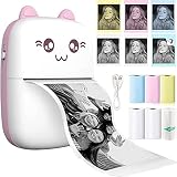 TVAIGER Portable Printer, Mini Pocket Bluetooth Thermal Printer with 6 Rolls Printing Paper for Stic