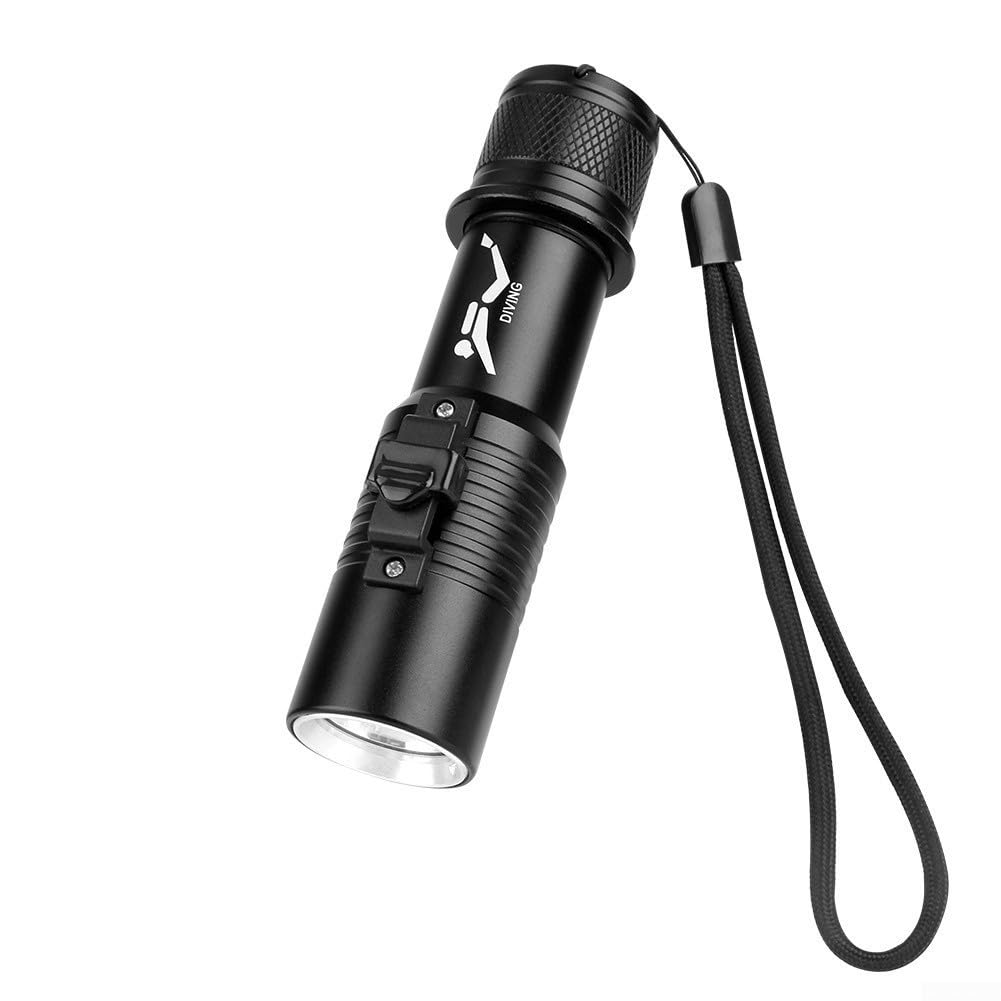 Torcia subacquea con doppio fascio bianco giallo luci zoomabili in lega di alluminio impermeabile IPX8 per attività subacquee ed esplorazione (E)