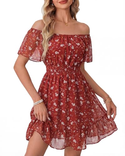Timeson Womens Summer Dresses 2026 Ruffle Sleeves Elegant Flattering Chiffon Sundress - Image 3