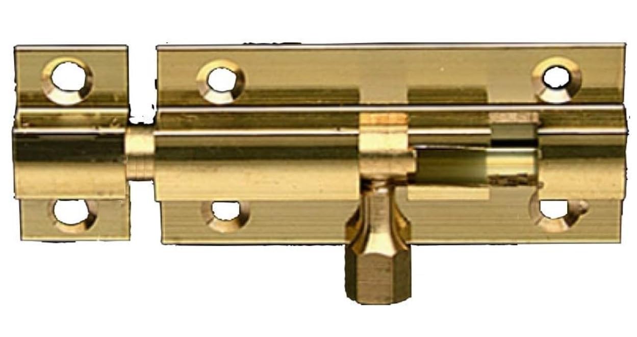 Dzina Brass Finish 50Mm (2 Inch) Brass Door Bolt Barrel Slide Lock With Screws