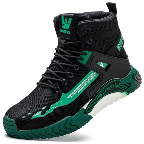 Best Walking Shoes for Delivery Drivers: Comfort & Safety 12 WOWSTICK Lightweight Work Safety Steel Toe Sneakers, Slip Resistant Breathable Light Construction Tennis Shoes, Unisex W28 Green 48