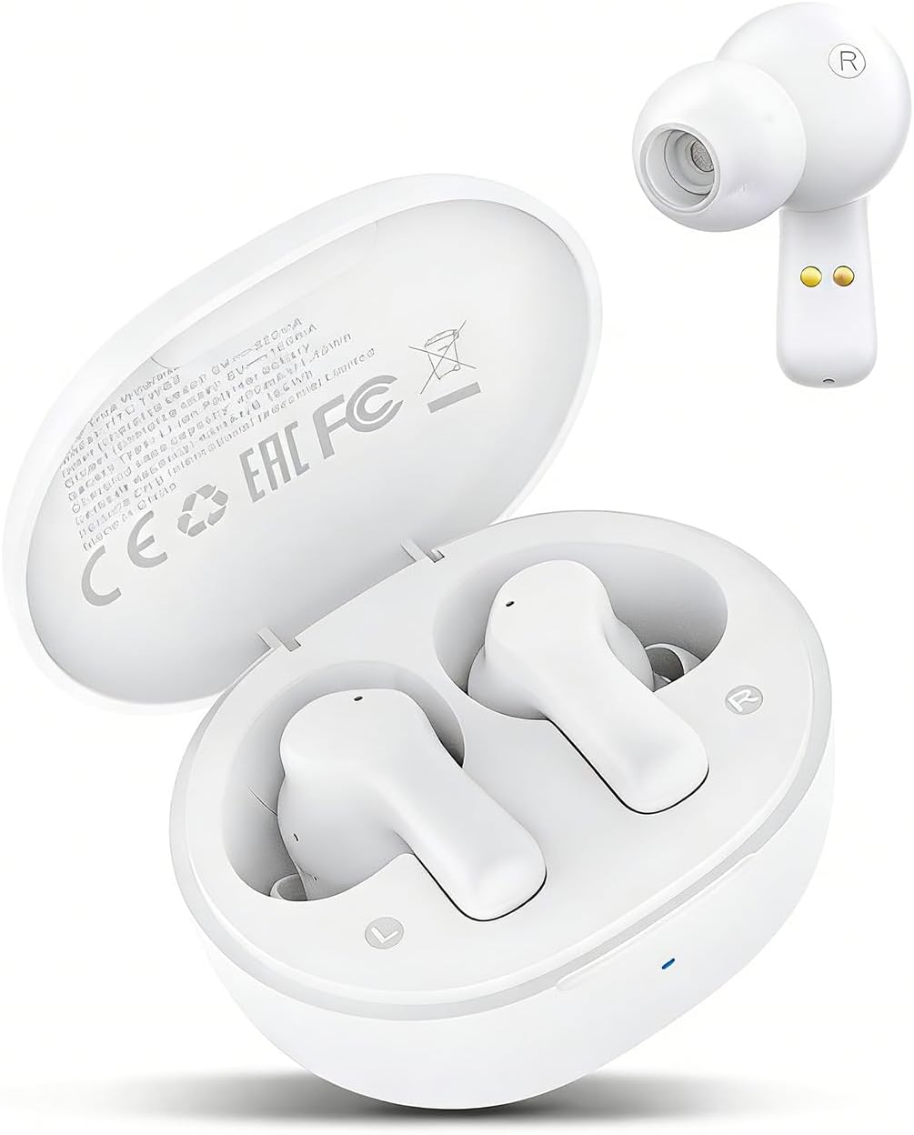 True Wireless Earbuds 1 - Bluetooth Wireless Earphone Stereo Deep Bass with USB C Charging Case,32 Hour Playtime,Built-in Microphone & Touch Control - Ideal for Driver, Work, Sport