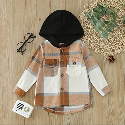 Boys Girls Plaid Button Down Shirts Casual Hoodie Flannel Jacket for Toddler Girl 2025 Trendy Kids Long Sleeve Shirt Pockets4