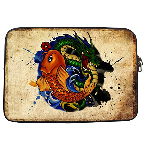 Image of Theskinmantra Fish vs Dragon Chain top Laptop Sleeve for Screen Size 13 /13.3 inches Any Brand Laptop /MacBook 13 inch.