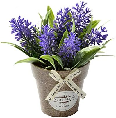 UUHUKP Potted Artificial Flowers,Fake Lavender Flowers Small Bonsai Fake in Pots Faux Pot for Home Office Decoration Desktop Decor, 180625QL14-4-10509-1701380811, Purple