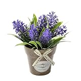 UUHUKP Potted Artificial Flowers,Fake Lavender Flowers Small Bonsai Fake in Pots Faux Pot for Home O
