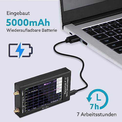 Seesii NanoVNA-F V2 Vektor Netzwerk Analysator, Antennenanalysator 50kHz-3000MHz HF/VHF/UHF/VNA mit 4,3 Zoll Display für, S-Parameter Messung, SWR-Spannung, Phase, Verzögerung, Smith Chart