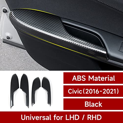 Image of Inner Door Armrest Cover Decals for Honda Civic 2016 2017 2018 2019 2020 2021 10th Gen Accessories ABS Carbon Fiber Stickers, NOT for Coupe Model