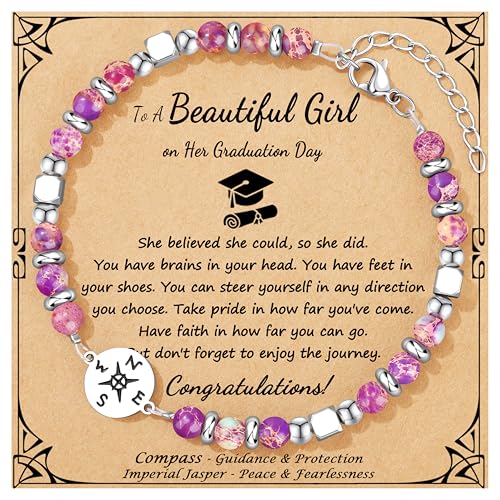 Image of Joycuff Graduation Gifts for Her Him Class of 2026 Graduation Bracelets Inspirational Graduation Compass Bracelet for Women College Graduation Gift for Him Her