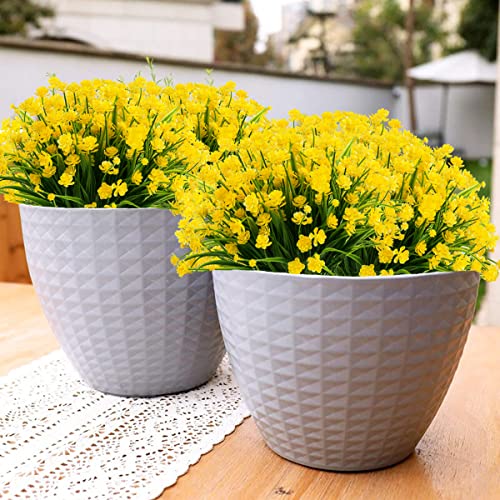 Nov Fire Artificial Flowers For Outdoors,20 Bundles Uv Resistant Outdoor Fake Daffodil Flowers,Artificial Faux Plastic Outdoor Flowers Greenery Shrubs Plants For Indoor Outside Decor(Yellow) #TOP3