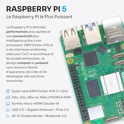 Kit Raspberry Pi 5 2 Go complet pour éviter la surchauffe et les bugs - 4