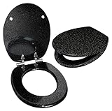 rightclick Bathroom Black Glitter Toilet Seat Heavy Duty Toilet Seat Easy to Install & Remove Decorative Non Slip Toilet Seat for Modern Bathroom Décor - Image 1