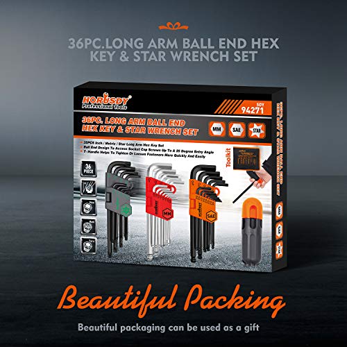 HORUSDY Allen Wrenches Sets 35Piece Hex Key Set SAE and Metric