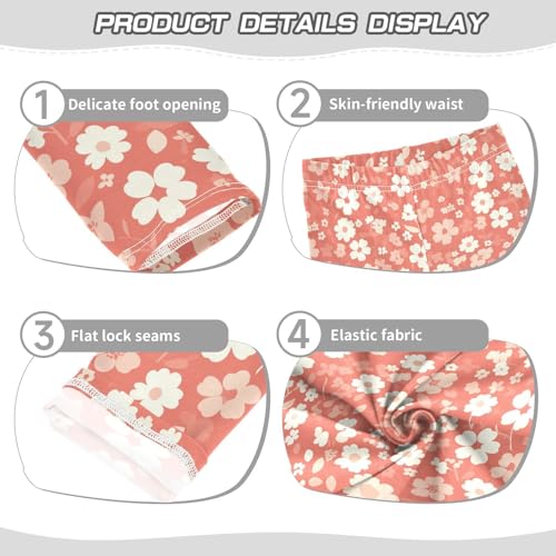 Floral Pattern Cute Simple Flowers Vermilion Kids Baby Girls Cotton Pants Fashion Full Length Lounge Pants Sports3