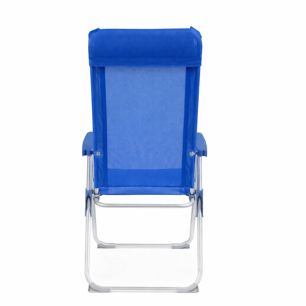 Sedia Sdraio Pieghevole Relax in Alluminio Ø22/19 mm – Multiposizione con Poggiatesta, Telo in Textilene Traspirante, Braccioli in ABS – Esterno e Giardino